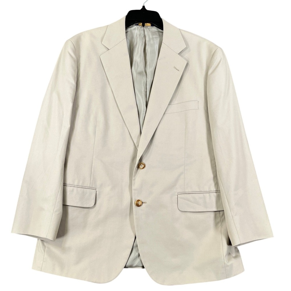 Brooks Brothers Brookscool Poplin Blazer Mens 42S Tan Coolmax Blend Summer